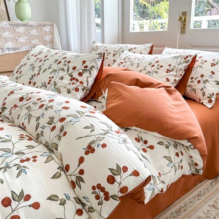 91家纺网 家纺一手货源 找家纺 畅畅家纺2023新款a类双层纱水洗棉麻四件套（可卖单品） 红豆