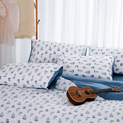 畅畅家纺2023新款a类双层纱水洗棉麻四件套（可卖单品） 花开半夏