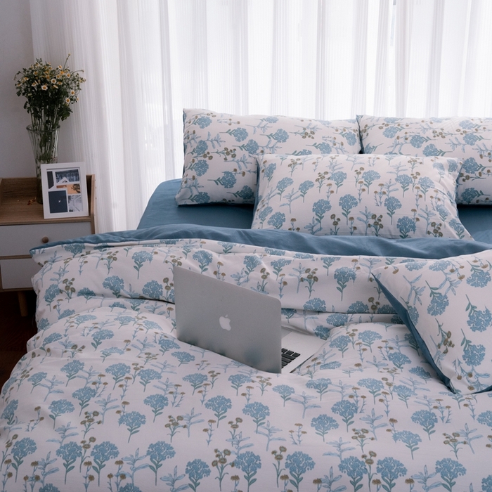 91家纺网 家纺一手货源 找家纺 畅畅家纺2023新款a类双层纱水洗棉麻四件套（可卖单品） 绿荫