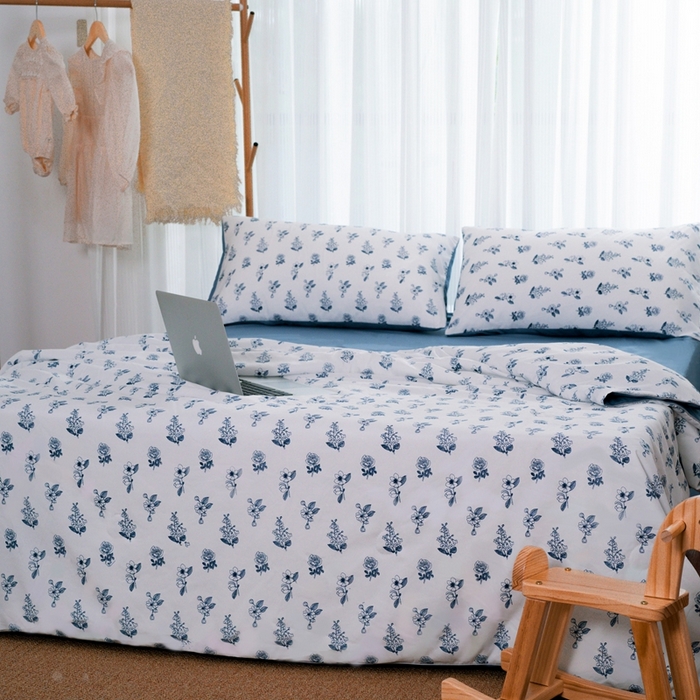 91家纺网 家纺一手货源 找家纺 畅畅家纺2023新款a类双层纱水洗棉麻四件套（可卖单品） 花开半夏