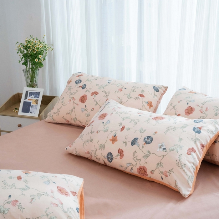 91家纺网 家纺一手货源 找家纺 畅畅家纺2023新款a类双层纱水洗棉麻四件套（可卖单品） 夕颜