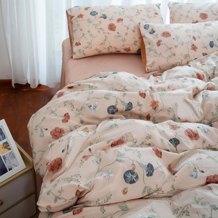 畅畅家纺2023新款a类双层纱水洗棉麻四件套（可卖单品） 夕颜