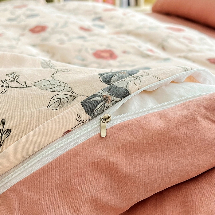 91家纺网 家纺一手货源 找家纺 畅畅家纺2023新款a类双层纱水洗棉麻四件套（可卖单品） 夕颜