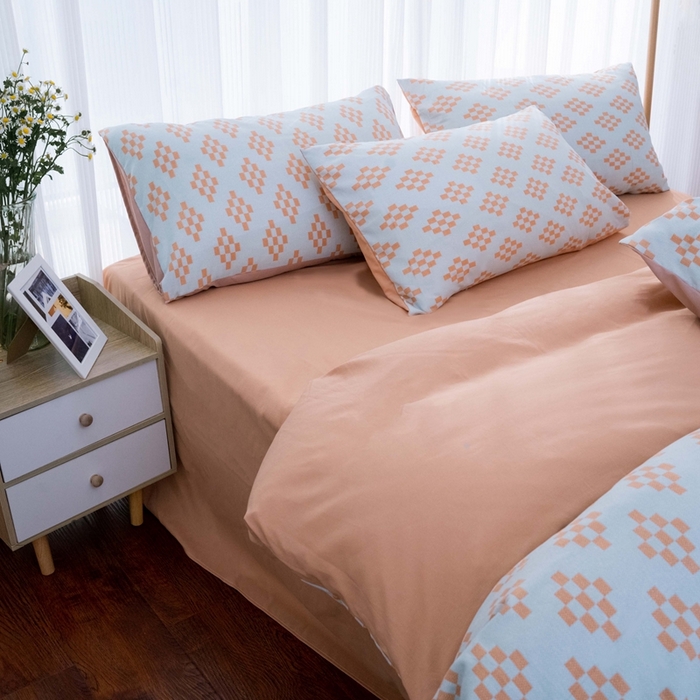 91家纺网 家纺一手货源 找家纺 畅畅家纺2023新款a类双层纱水洗棉麻四件套（可卖单品） 长方格