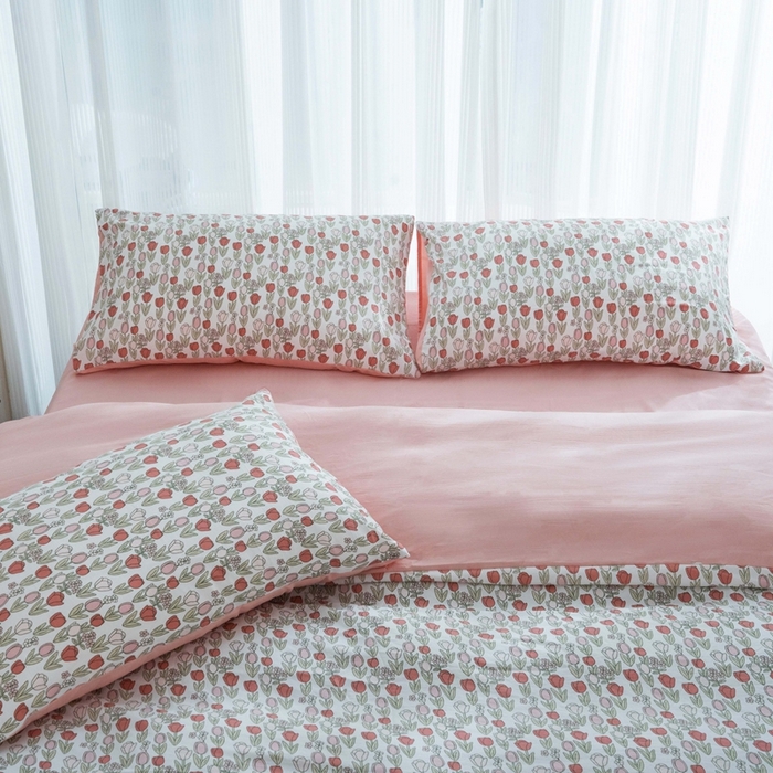 91家纺网 家纺一手货源 找家纺 畅畅家纺2023新款a类双层纱水洗棉麻四件套（可卖单品） 郁金香