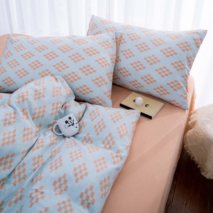 91家纺网 家纺一手货源 找家纺 畅畅家纺2023新款a类双层纱水洗棉麻四件套（可卖单品） 长方格