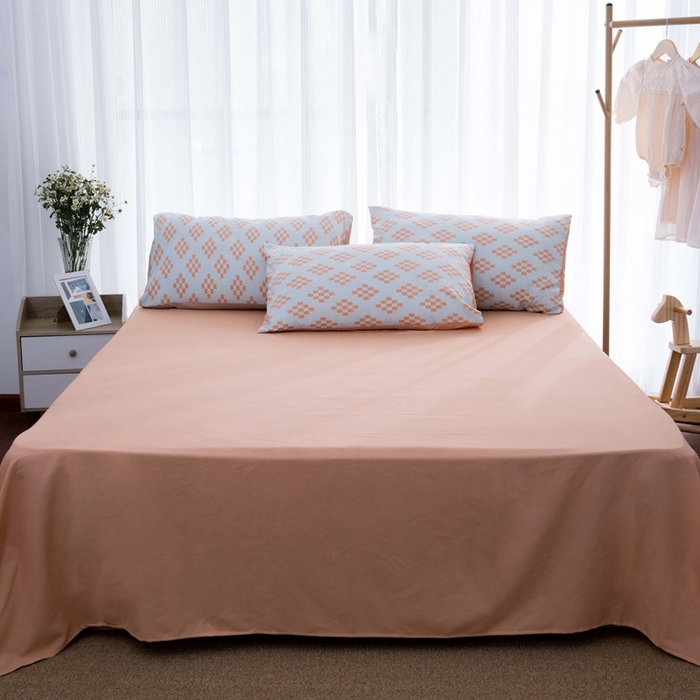 91家纺网 家纺一手货源 找家纺 畅畅家纺2023新款a类双层纱水洗棉麻四件套（可卖单品） 长方格