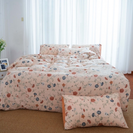 91家纺网 家纺一手货源 找家纺 （总）畅畅家纺2023新款a类双层纱水洗棉麻四件套（可卖单品）