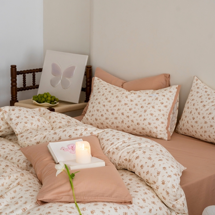 91家纺网 家纺一手货源 找家纺 2023时光里 春夏A类双层纱 四件套 杏花