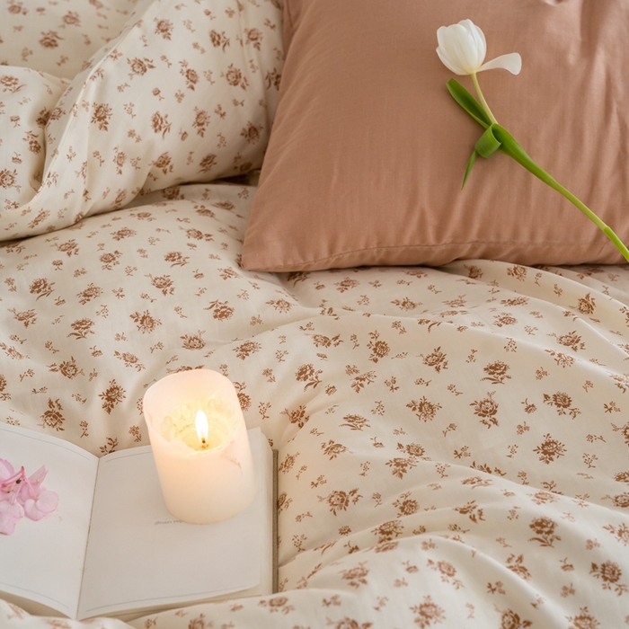 91家纺网 家纺一手货源 找家纺 2023时光里 春夏A类双层纱 四件套 杏花