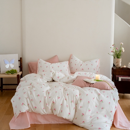 91家纺网 家纺一手货源 找家纺 2023时光里 春夏A类双层纱 四件套 仙子