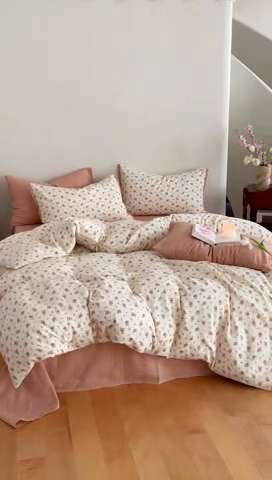 91家纺网 家纺一手货源 找家纺 2023时光里 春夏A类双层纱 四件套 杏花