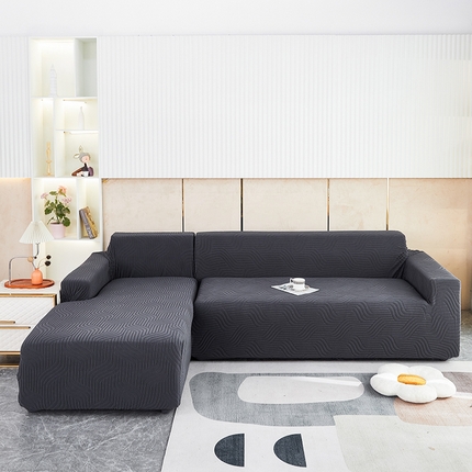 91家纺网 家纺一手货源 找家纺 逐日 2023新款提花沙发套 波浪系列 深灰