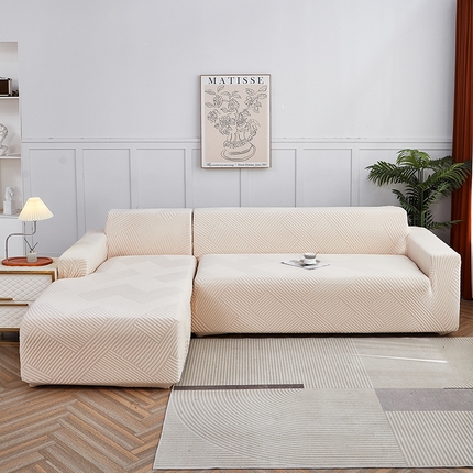 91家纺网 家纺一手货源 找家纺 逐日 2023新款提花沙发套 律动系列 米色