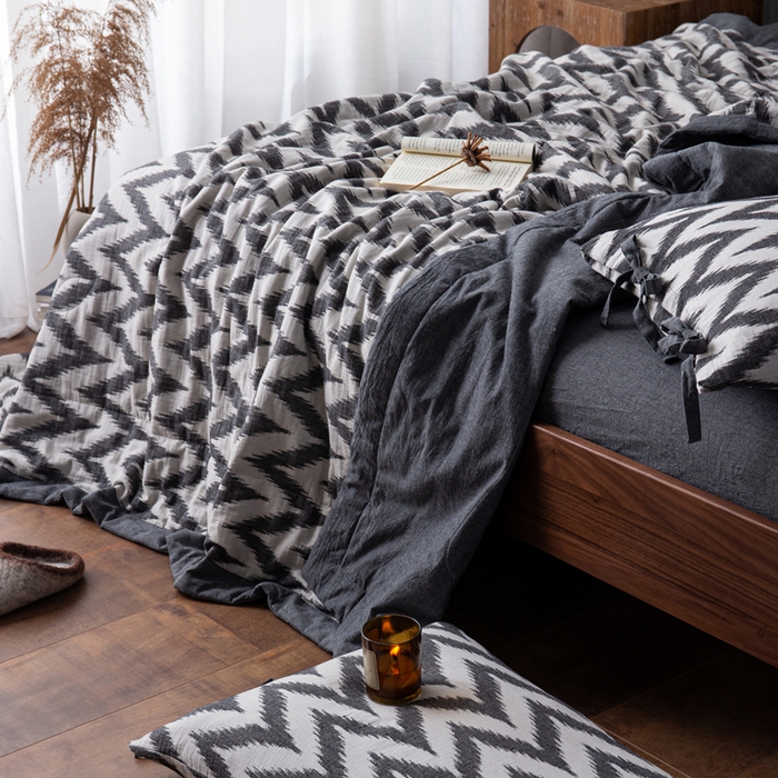 91家纺网 家纺一手货源 找家纺 （总）安莱生活 2023新款双层纱复古大提花系列海澜夏被及夏被四件套