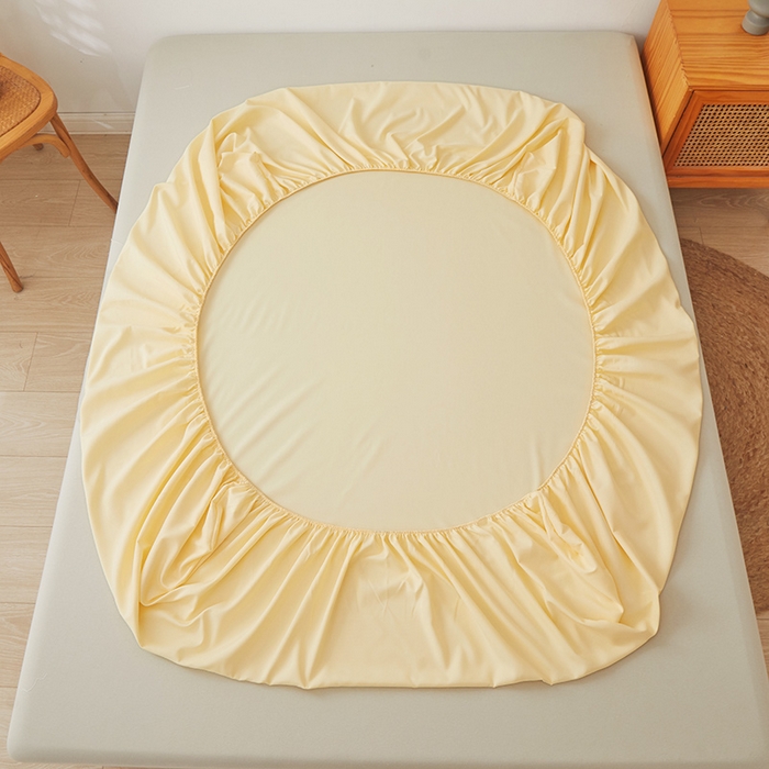 91家纺网 家纺一手货源 找家纺 新款水洗棉麻防尘抗菌单层床笠全包床罩 鹅黄色