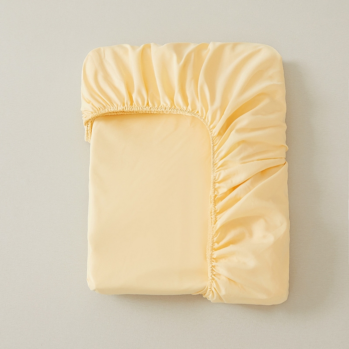 91家纺网 家纺一手货源 找家纺 新款水洗棉麻防尘抗菌单层床笠全包床罩 鹅黄色