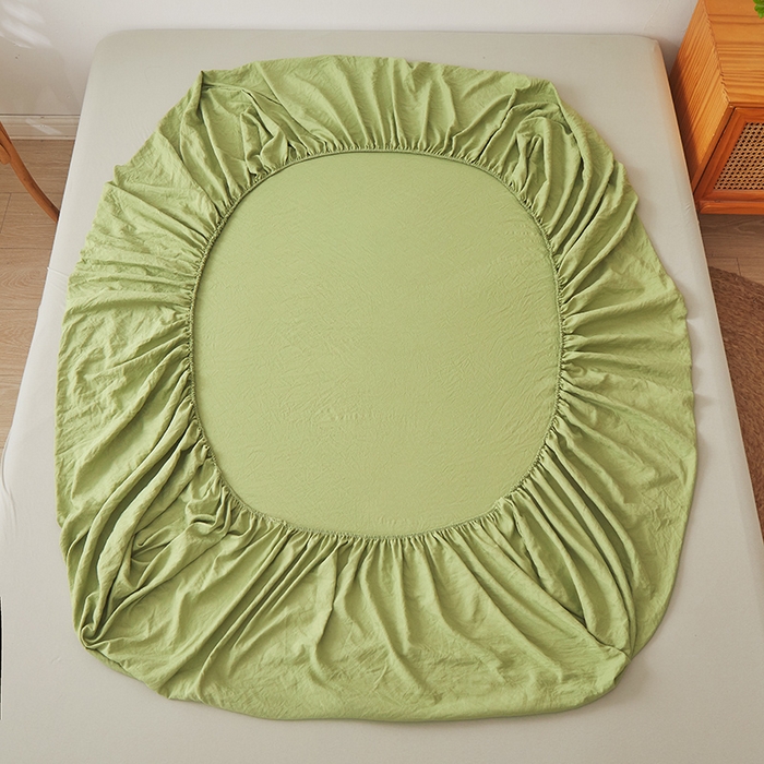 91家纺网 家纺一手货源 找家纺 新款水洗棉麻防尘抗菌单层床笠全包床罩 牛油果绿