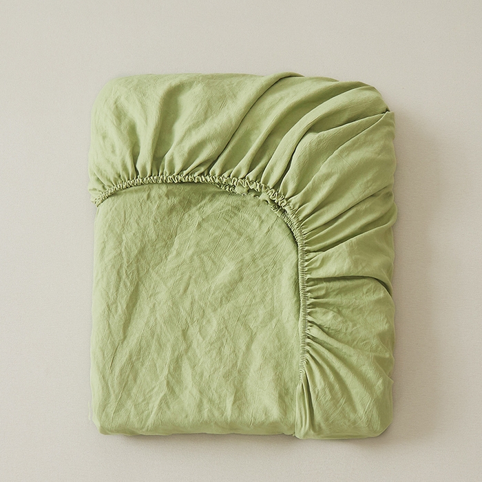 91家纺网 家纺一手货源 找家纺 新款水洗棉麻防尘抗菌单层床笠全包床罩 牛油果绿