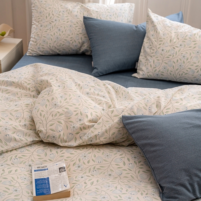 91家纺网 家纺一手货源 找家纺 2023时光里 春夏全棉印花系列 被套 夏语-绿