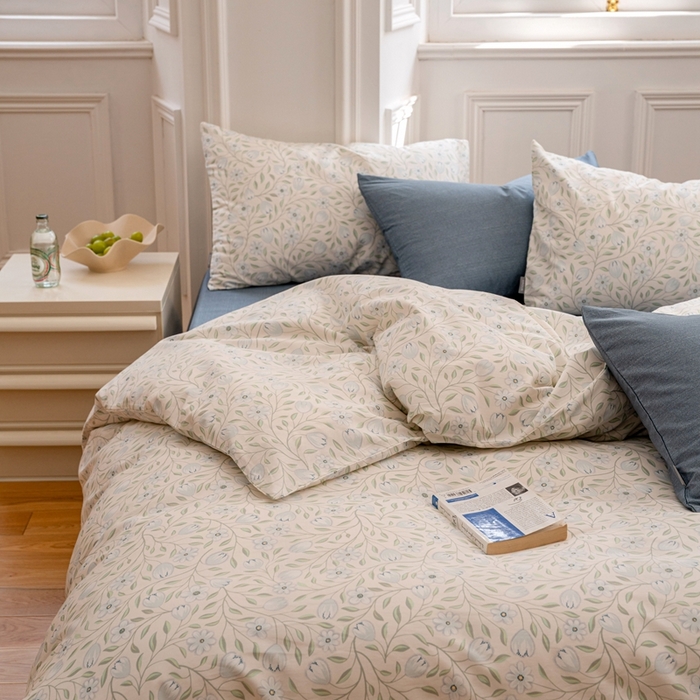 91家纺网 家纺一手货源 找家纺 2023时光里 春夏全棉印花系列 被套 夏语-绿