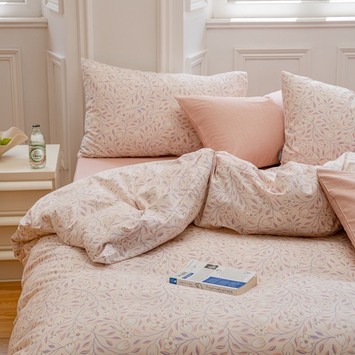 91家纺网 家纺一手货源 找家纺 2023时光里 春夏全棉印花系列 被套 夏语-粉