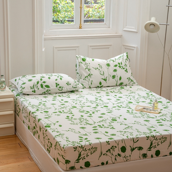 91家纺网 家纺一手货源 找家纺 2023时光里 春夏全棉印花系列 床笠 绿意