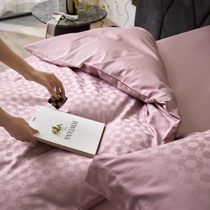 91家纺网 家纺一手货源 找家纺 安莱生活 2023新款100S纯棉提花系列四件套 小雨点-021