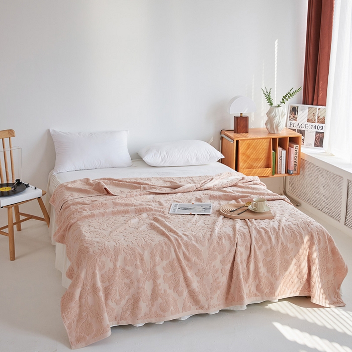 91家纺网 家纺一手货源 找家纺 乐家毛巾被 2023新款欧雅老式毛巾被 欧雅驼色