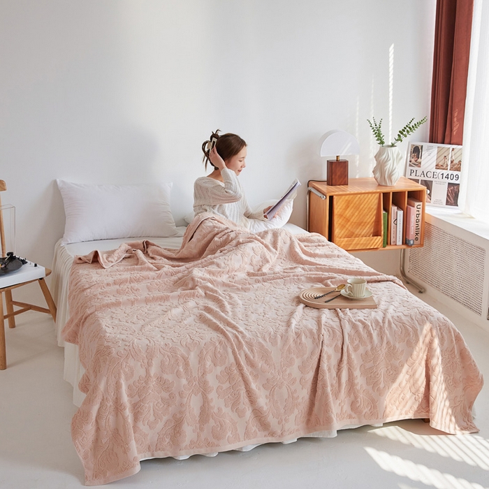 91家纺网 家纺一手货源 找家纺 乐家毛巾被 2023新款欧雅老式毛巾被 欧雅驼色