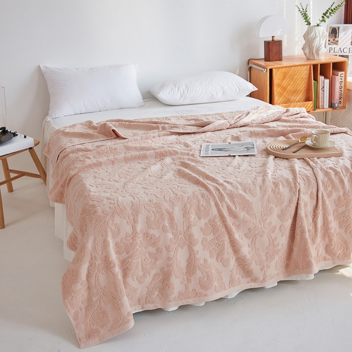 91家纺网 家纺一手货源 找家纺 乐家毛巾被 2023新款欧雅老式毛巾被 欧雅驼色