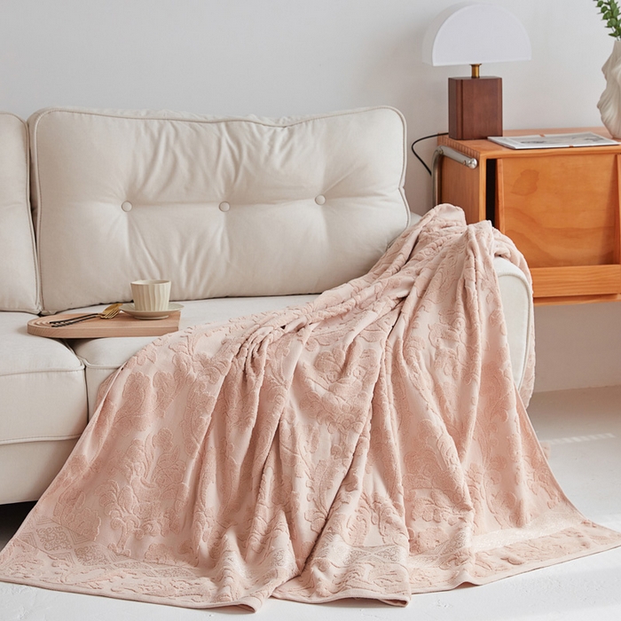 91家纺网 家纺一手货源 找家纺 乐家毛巾被 2023新款欧雅老式毛巾被 欧雅驼色