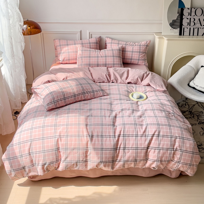 91家纺网 家纺一手货源 找家纺 久典 2023新款多功能被套（夏被）四件套 暖阳粉