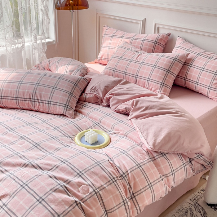 91家纺网 家纺一手货源 找家纺 久典 2023新款多功能被套（夏被）四件套 暖阳粉