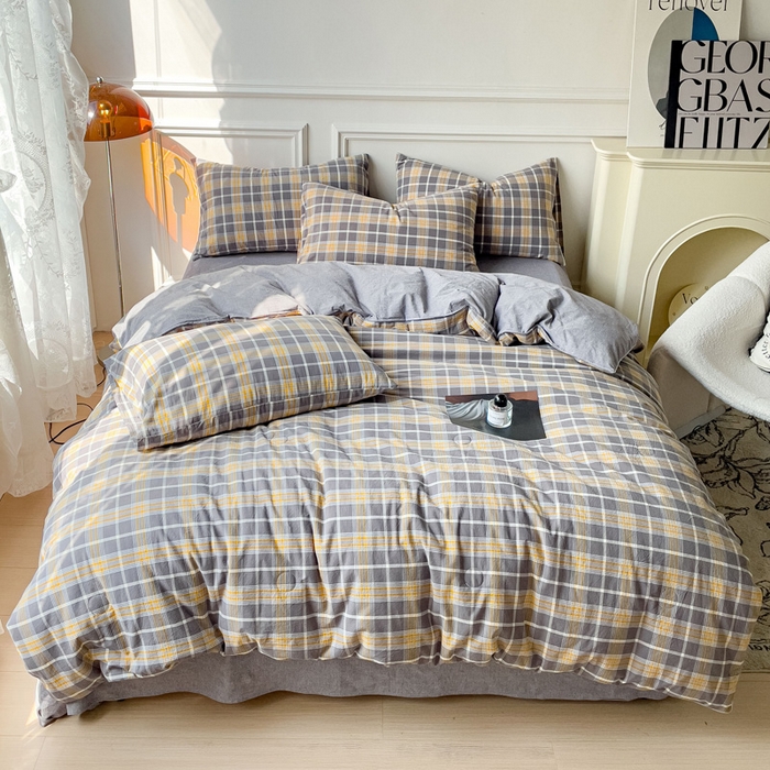 91家纺网 家纺一手货源 找家纺 久典 2023新款多功能被套（夏被）四件套 暖阳灰