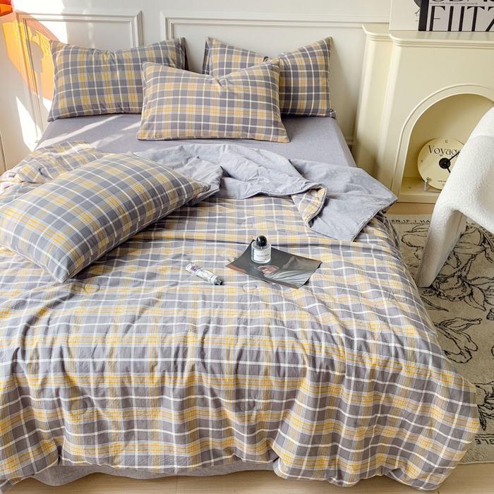 91家纺网 家纺一手货源 找家纺 久典 2023新款多功能被套（夏被）四件套 暖阳灰