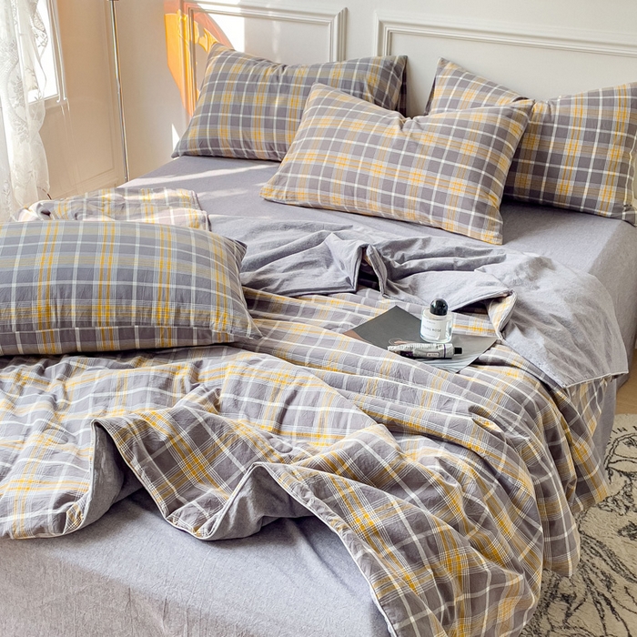 91家纺网 家纺一手货源 找家纺 久典 2023新款多功能被套（夏被）四件套 暖阳灰