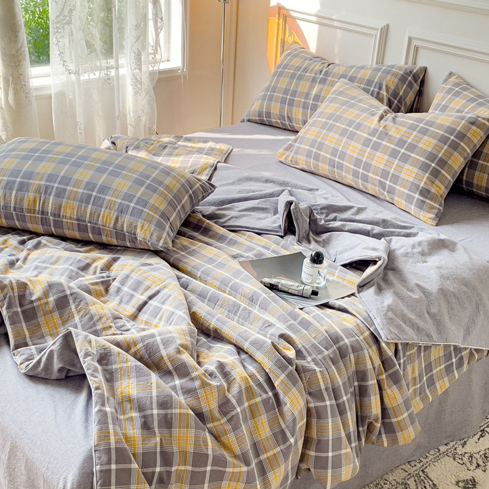 91家纺网 家纺一手货源 找家纺 久典 2023新款多功能被套（夏被）四件套 暖阳灰