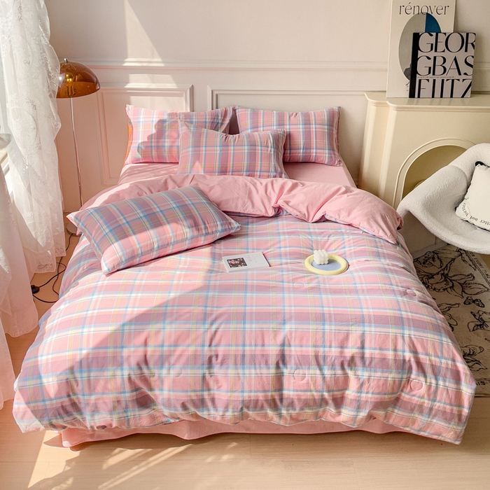 91家纺网 家纺一手货源 找家纺 久典 2023新款多功能被套（夏被）四件套 昭华粉