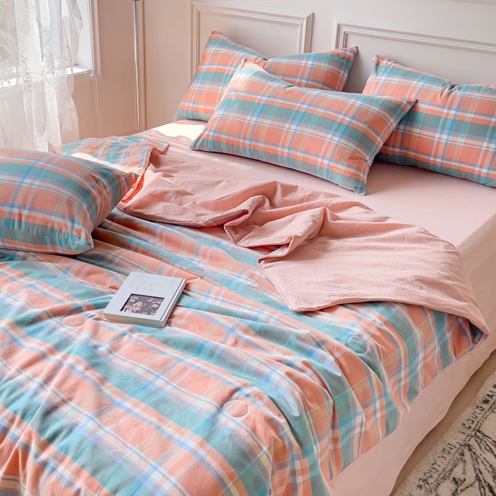 91家纺网 家纺一手货源 找家纺 久典 2023新款多功能被套（夏被）四件套 昭华桔