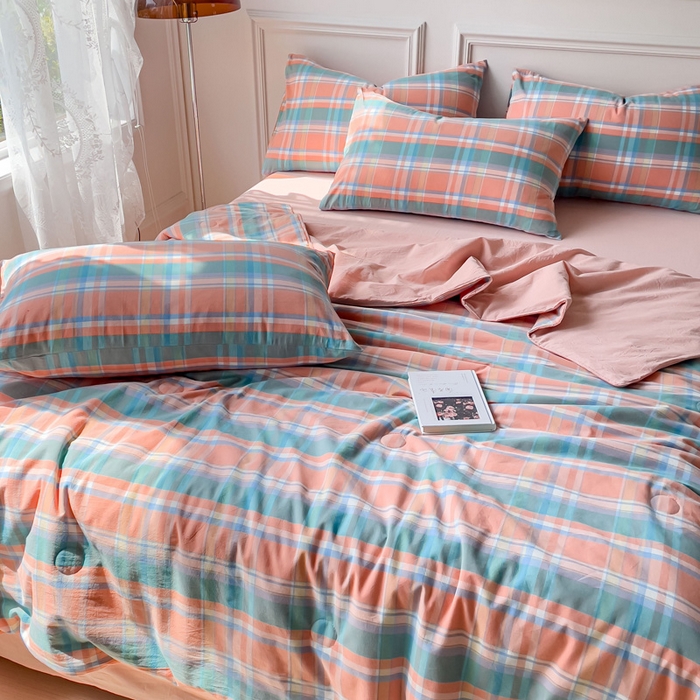 91家纺网 家纺一手货源 找家纺 久典 2023新款多功能被套（夏被）四件套 昭华桔