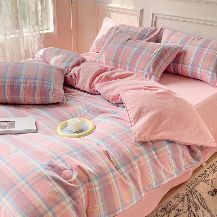 91家纺网 家纺一手货源 找家纺 久典 2023新款多功能被套（夏被）四件套 昭华粉