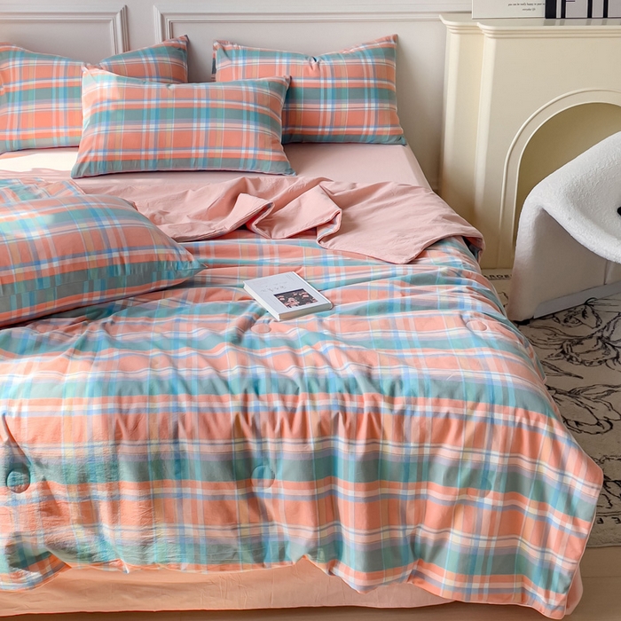 91家纺网 家纺一手货源 找家纺 久典 2023新款多功能被套（夏被）四件套 昭华桔