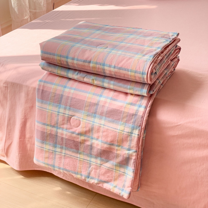 91家纺网 家纺一手货源 找家纺 久典 2023新款多功能被套（夏被）四件套 昭华粉