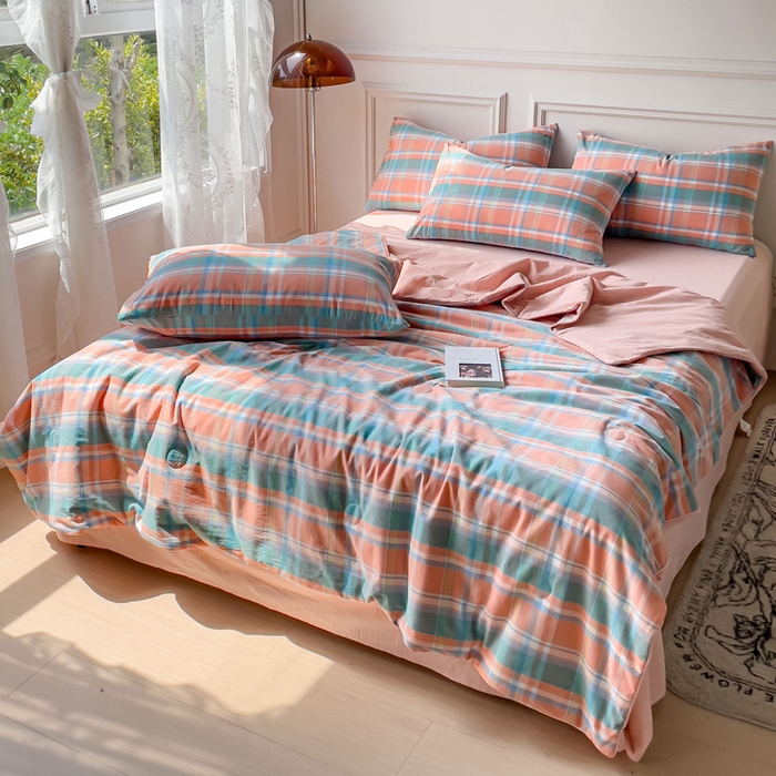 91家纺网 家纺一手货源 找家纺 久典 2023新款多功能被套（夏被）四件套 昭华桔