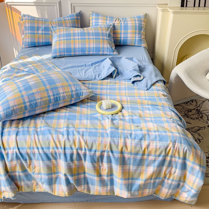 91家纺网 家纺一手货源 找家纺 久典 2023新款多功能被套（夏被）四件套 昭华蓝