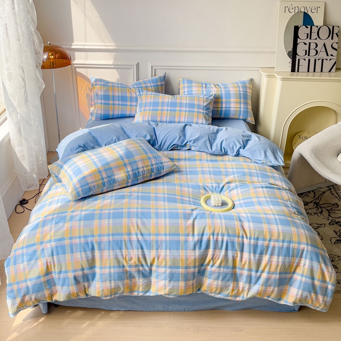 91家纺网 家纺一手货源 找家纺 久典 2023新款多功能被套（夏被）四件套 昭华蓝