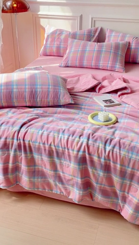 91家纺网 家纺一手货源 找家纺 久典 2023新款多功能被套（夏被）四件套 昭华粉