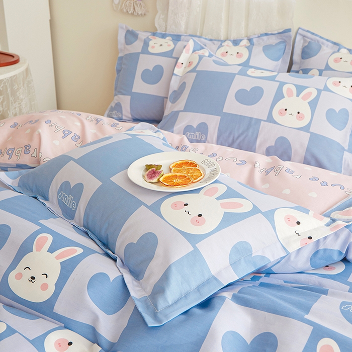 91家纺网 家纺一手货源 找家纺 钰伶 2025新款全棉13372印花纯棉床单床笠款四件套 兔宝宝
