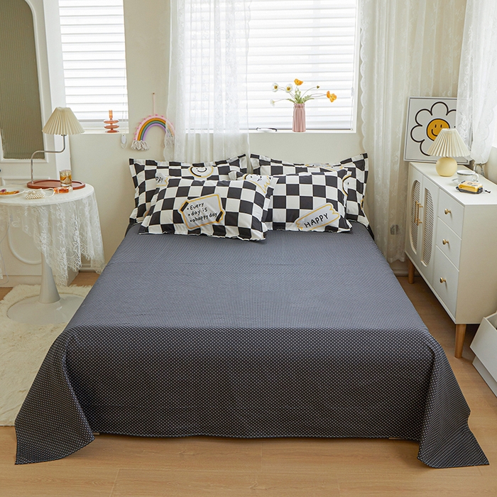 91家纺网 家纺一手货源 找家纺 钰伶 2025新款全棉13372印花纯棉床单床笠款四件套 笑脸